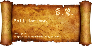 Bali Mariann névjegykártya